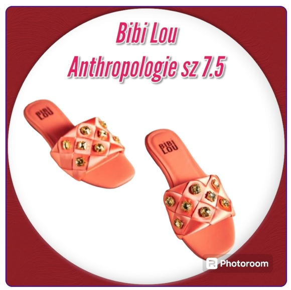 BIBI LOU x Anthropologie satin woven embellished Square toe Orange Sandals - Picture 1 of 16
